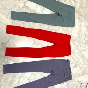 Athleta Girl Set of 3 Leggings Size M 8-10 Color Red, Violet, and Grayish Green